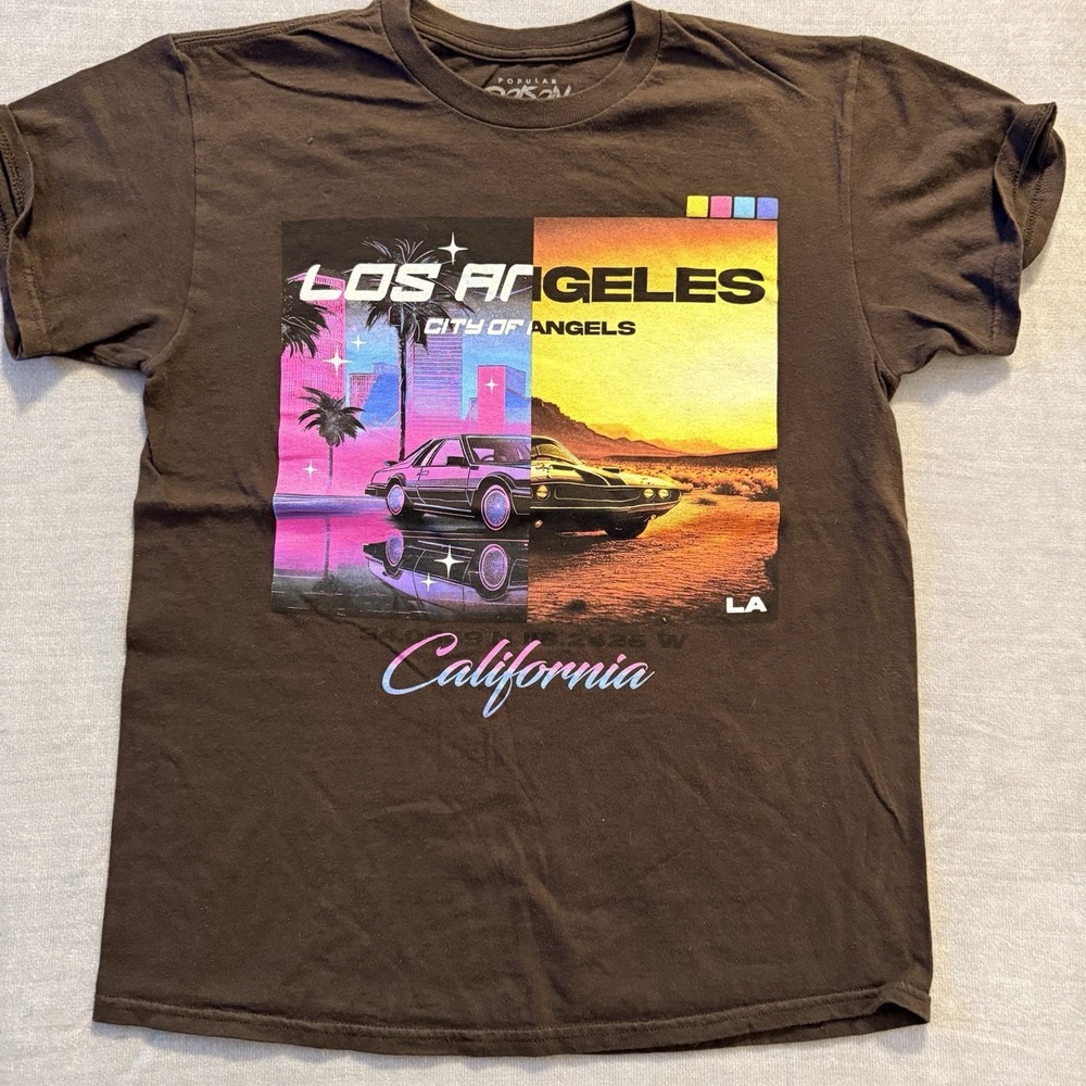 Popular Poison Los Angeles California Graphic T Shirt Medium Retro LA Car Tee